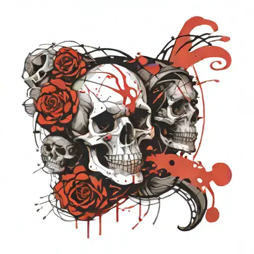 Skull And Girl Holding