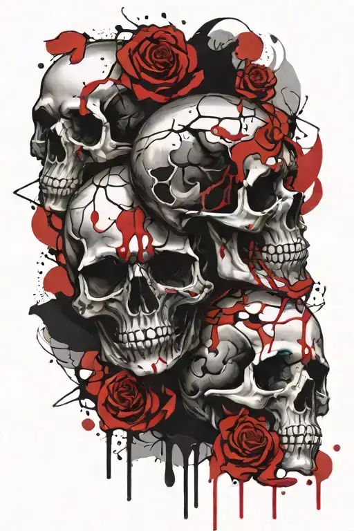 Skulls Rose Intertwined