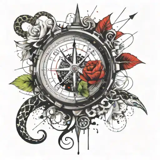 Compass With Snake And Flower