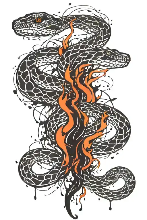 Intricate Fire And Ice Tattoo Design Of A Magnificent Snake
