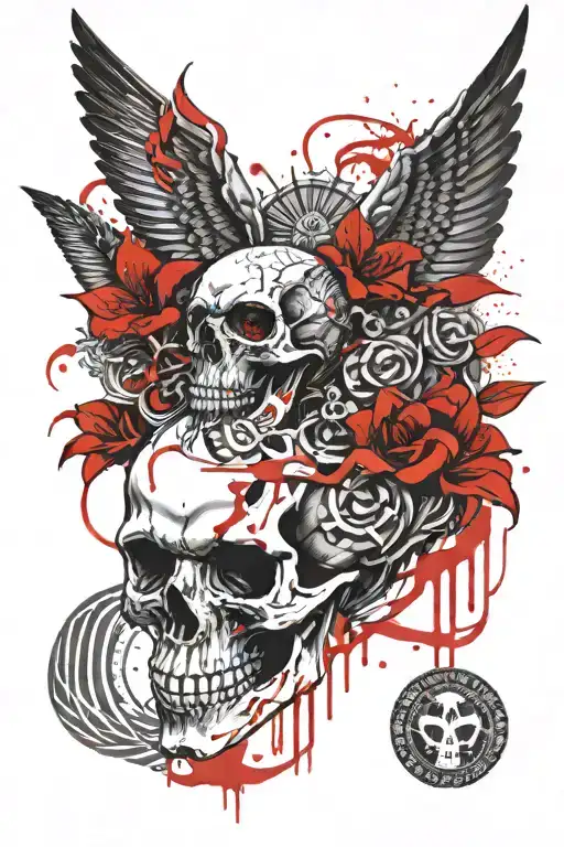 Skull Lily Virgin Doves Aztec Warrior