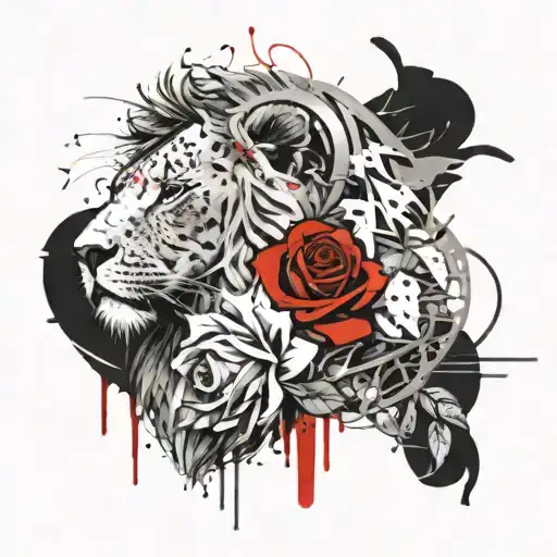 Rose And Lion Face