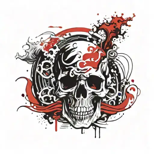 Skull Sea Wave Compas Neptun Waves Crashing In The Background