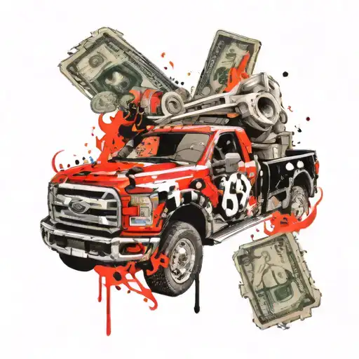 Ford Truck Keys On Fire With Money And Pills