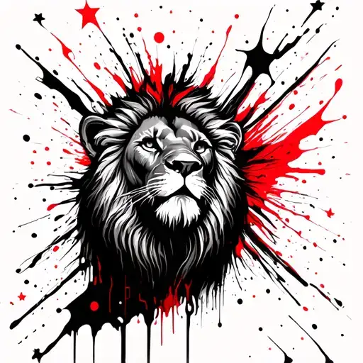 Lion Looking Up In The Sky Filled With Stars