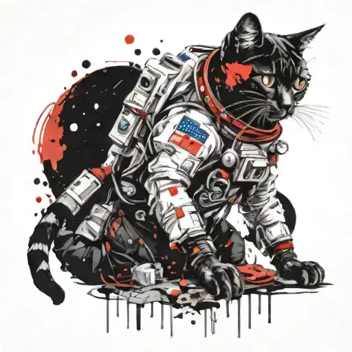 A Realistic Astronaut Black Cat In Space