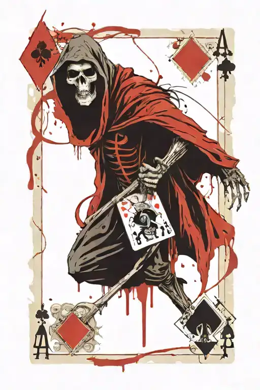 Grim Reaper Holding Ace Playing Card