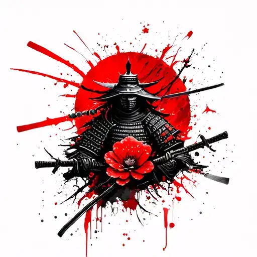 Samurai Warrior Sunshain Sakura Flower