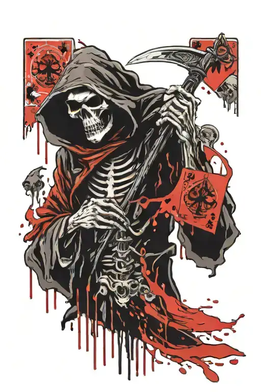 Grim Reaper Holding Ace Card
