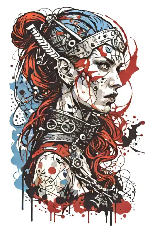 Viking Womwn Blue Eyes Red Hair Blood Coming From Eye Beautiful