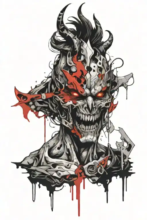 Demon Head With Cyber Sigilism Style