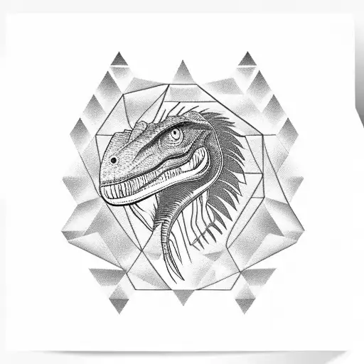 A Silhouette Of A Velociraptor Made Up Of Black Geometric Shapes