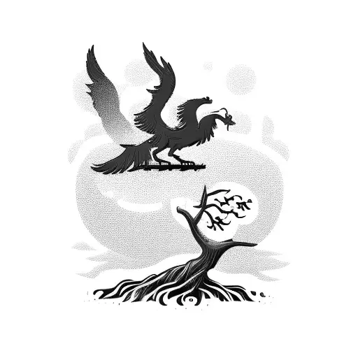 A Serene Outdoor Scene With A Griffin Perched On A Tree Branch Overlooking A Golf Course