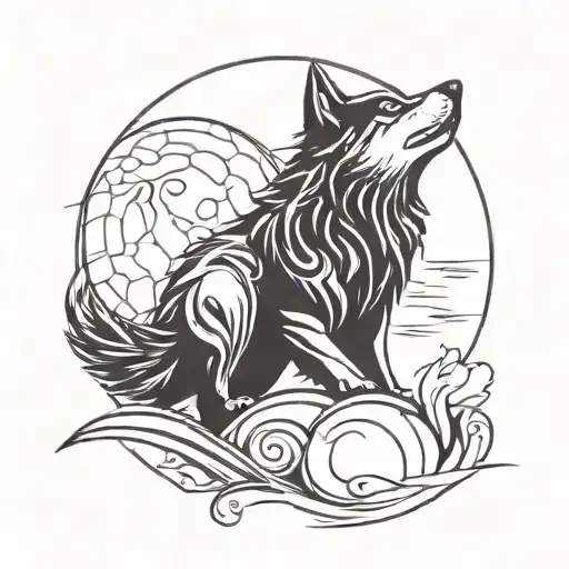 Black Female Wolf Howling At The Moon