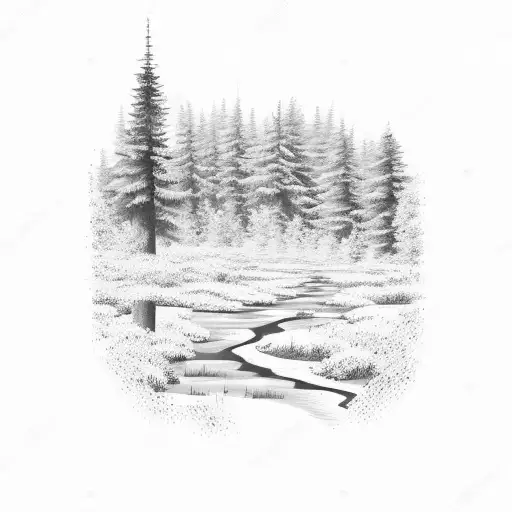 Spring Forest Path By Stream On Shoulder