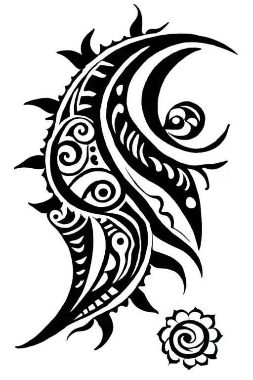 Polynesian Sun And Moon Merging Together