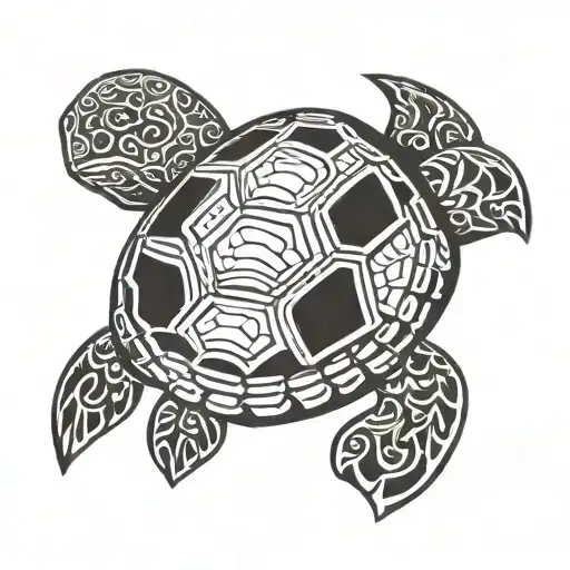 Turtle Underwater 7Cm-10cm In A Hexagon Shape