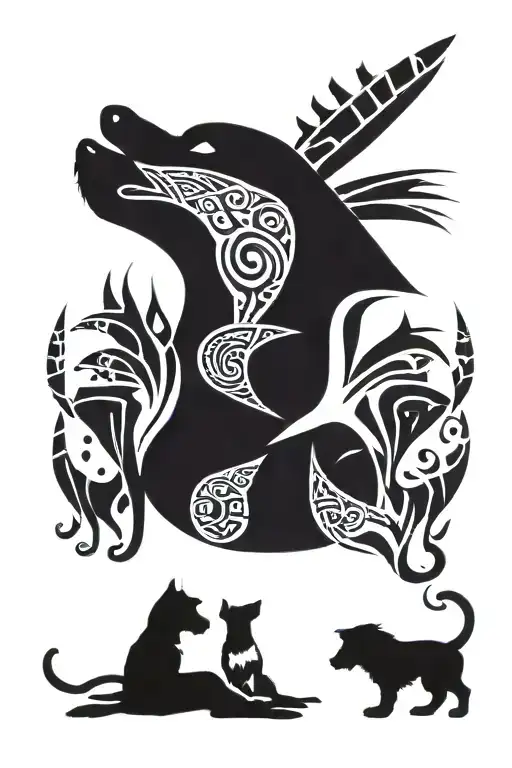 Family And Dog Surrounded