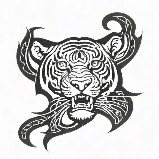A Tiger Maori Design Morphy Into A Heartbeat Line