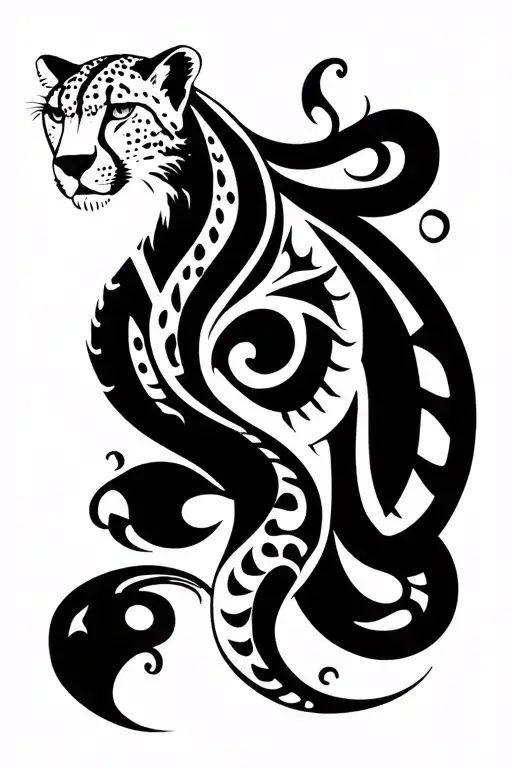 Tribal Cheetah And Tribal Snake Half Sleeve