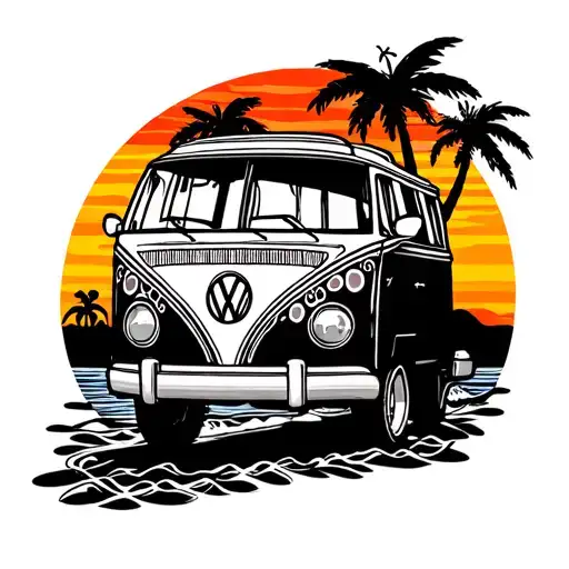 Van Life Vw Van Surf Sunset Background