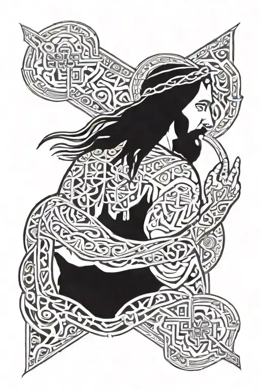 A Back Piece Depicting Jesus During His Time In The Desert