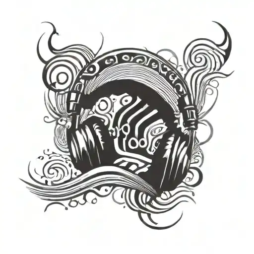 Dj Headphone With Beats Music Waves Flowing