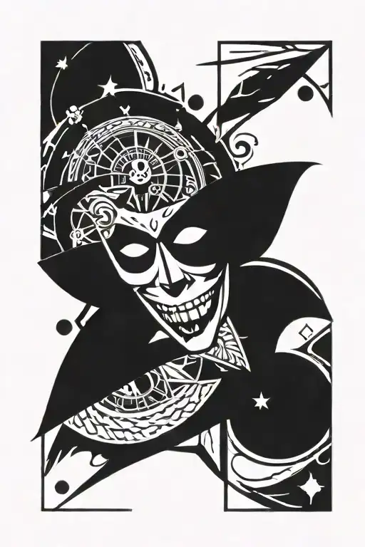 A Card Represents Joker With The Icon Of A Nautical Compass