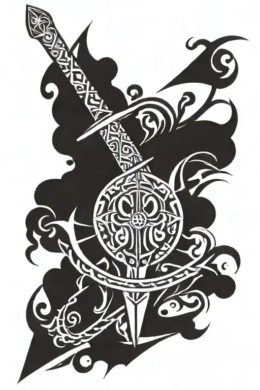 Sword And Tribal Design