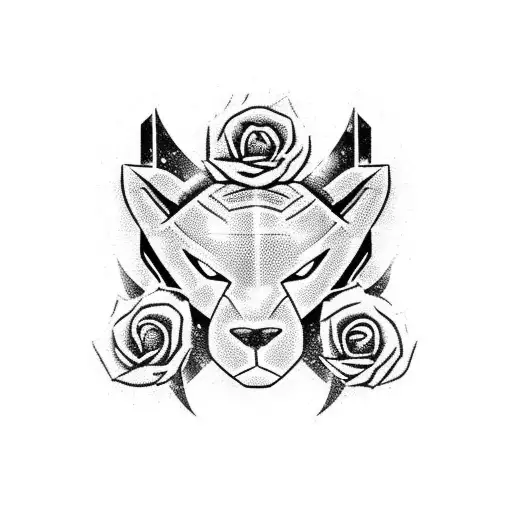 Black Panther With Roses And Creeper