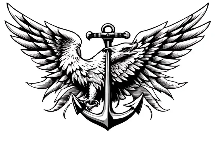 Anchor And Eagle Wings Spread