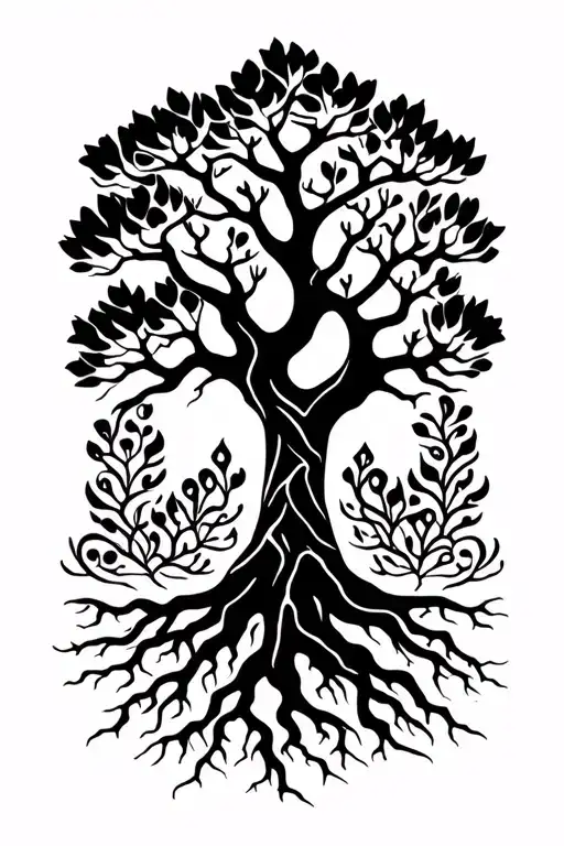 Gaelic Rowan Tree With Roots Extending