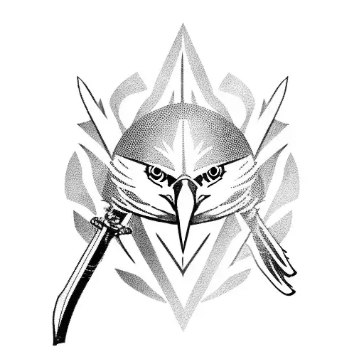 Eagle Flying And Holding A Sword