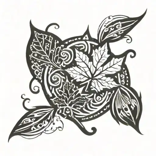 Maple Leafs And Ocean Waves