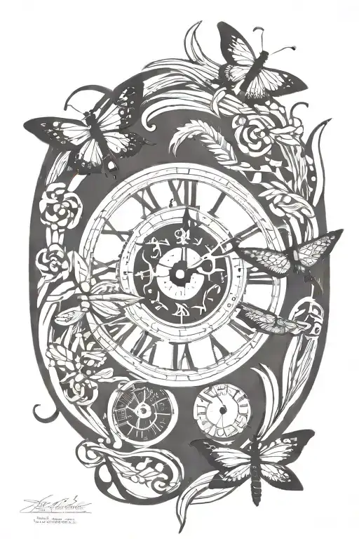 Whimsy Clock With Wheat And Dragonflies