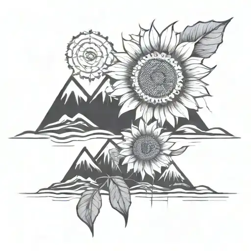 Mountains With Sunflower