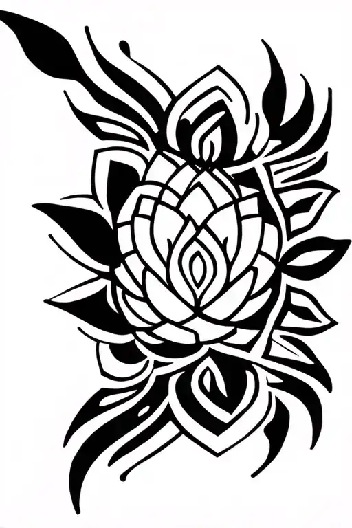 Unalome With Lotus Geometric Design Incorporating