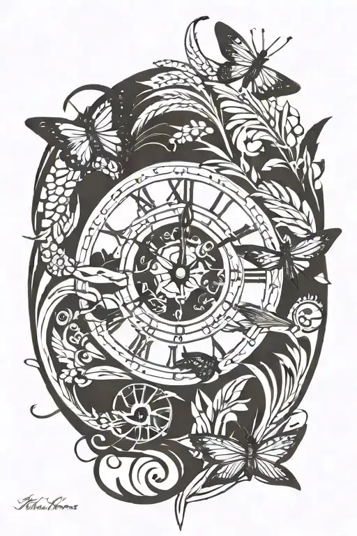 Whimsy Clock With Wheat And Dragonflies