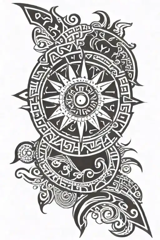 Filipino Sun Tribal Tatto Arm Sleeve