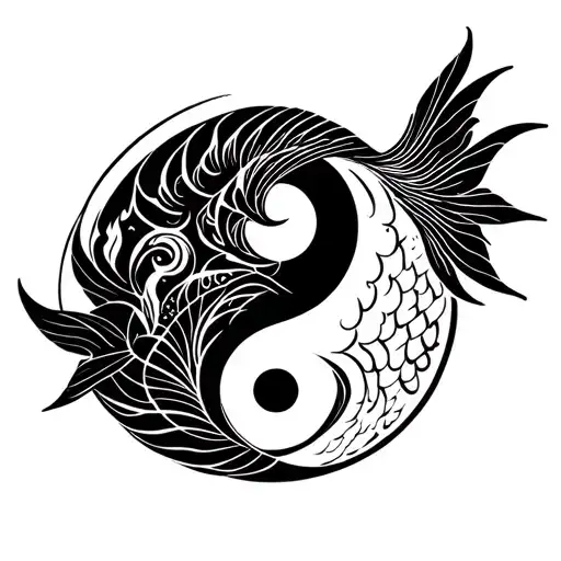 A Siren Mermaid And A Fish Yin Yang