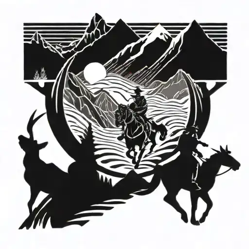 Cowboy And Mountains