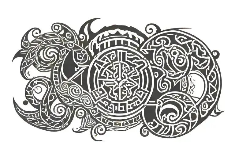 A Maori Band At The Forearm With Vegvisir Symbol