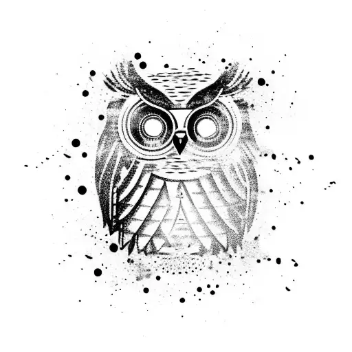 Owl Perched On A Typewriter With Ink Splatters