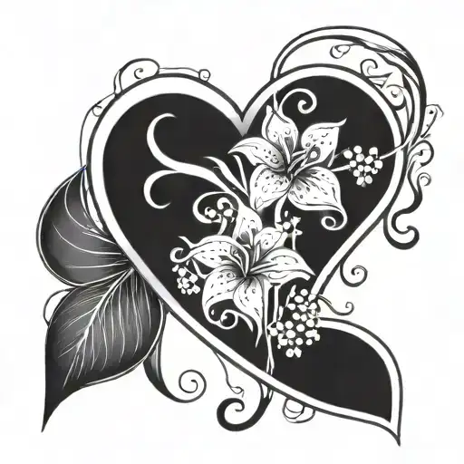 Heart Shaped With Cancer Ribbon And Lily Of The Valley