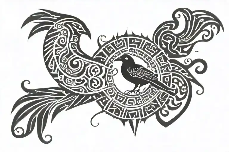 A Maori Band At The Forearm And At The Centre Of The Band Comes A Bird With Vegvisir Symbol