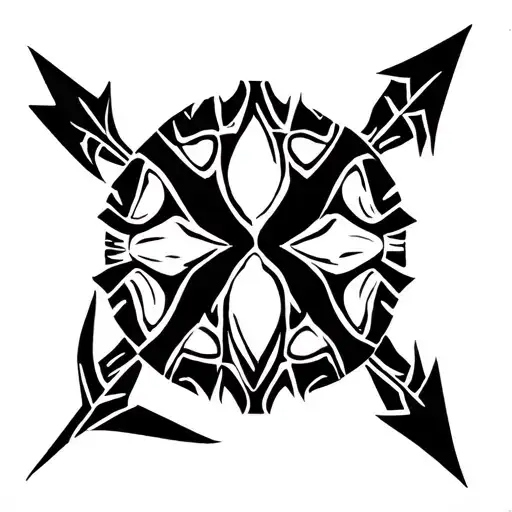 In Tribal Style Draw A Terrapin W Broken Arrow And A Semi Colon