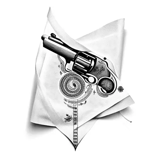 A Revolver Wrapped In A Sheet Music Ribbon