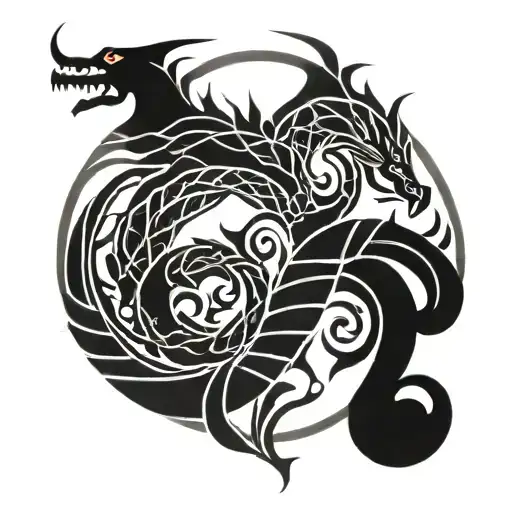 Norse Knotwork Dragon Intertwined