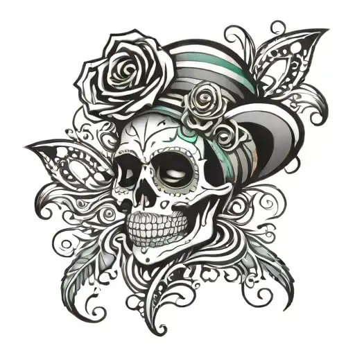 Calavera Female Skull Only Multicoloured Joker Style