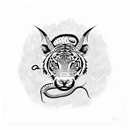 Ox With A Dragon And A Rat And A Snake And A Tiger